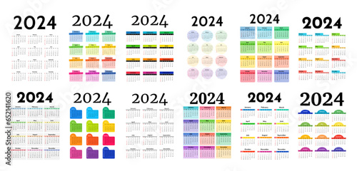 Calendar for 2024 isolated on a white background