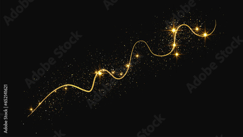 Gold glittering confetti wave and stardust photo