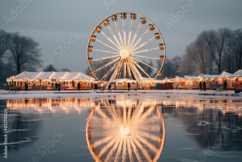  ferris wheel in winter snow season photo