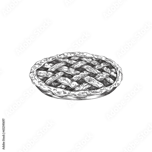 Pie, vector illustration isolated on white background, sketch style.