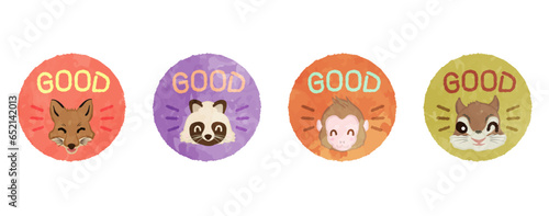 Autumn animal GOOD sticker style illustration set
