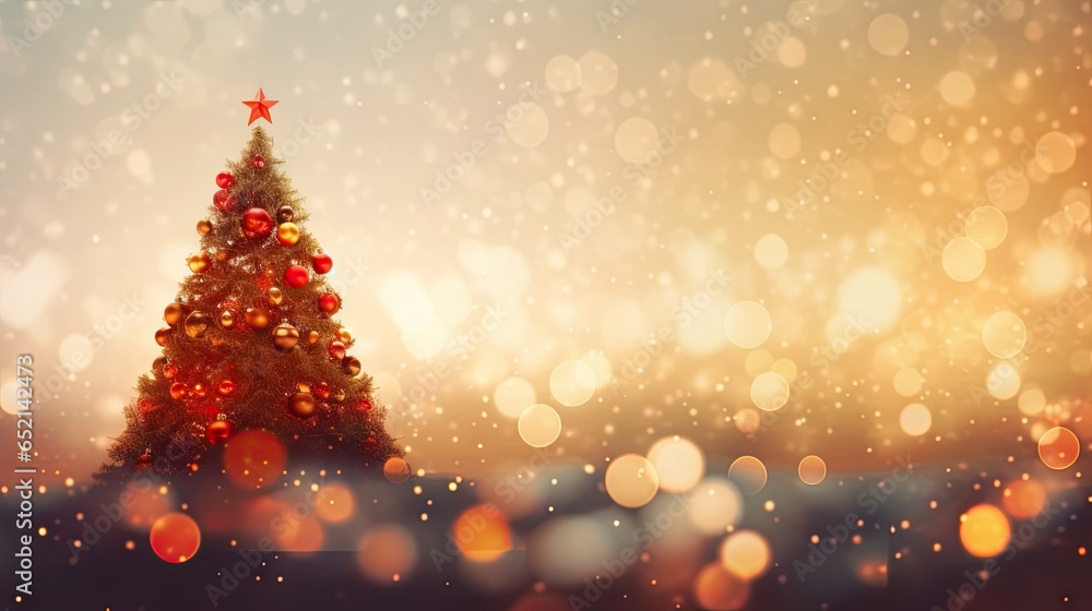 a christmas tree with a star on top in the snow. generative ai a christmas tree with a star on top in the snow. generative ai