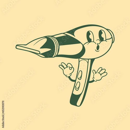 Vintage character design of hair dryer