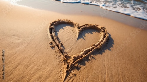 Heart drawn in the sand on beach