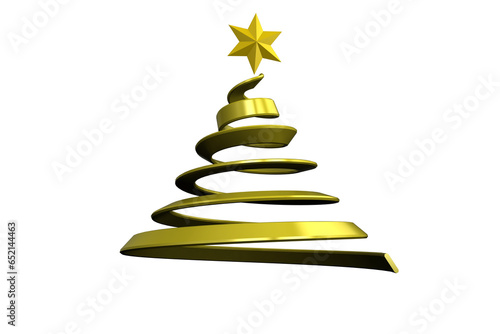 Canvas Print Digital png illustration of swirled yellow christmas tree with star on top on tr