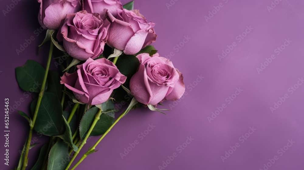 Purple roses on purple background