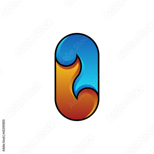 Modern Elegant Ice Flame O Alphabet Symbol