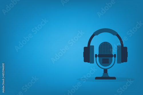 Podcast design using Microphone and Headphone icon