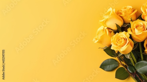 Yellow roses on yellow background