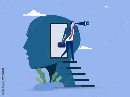 Open mind for future career, communication, business growth and success progress, flat vector illustration. Mental health concept. vector illustration.