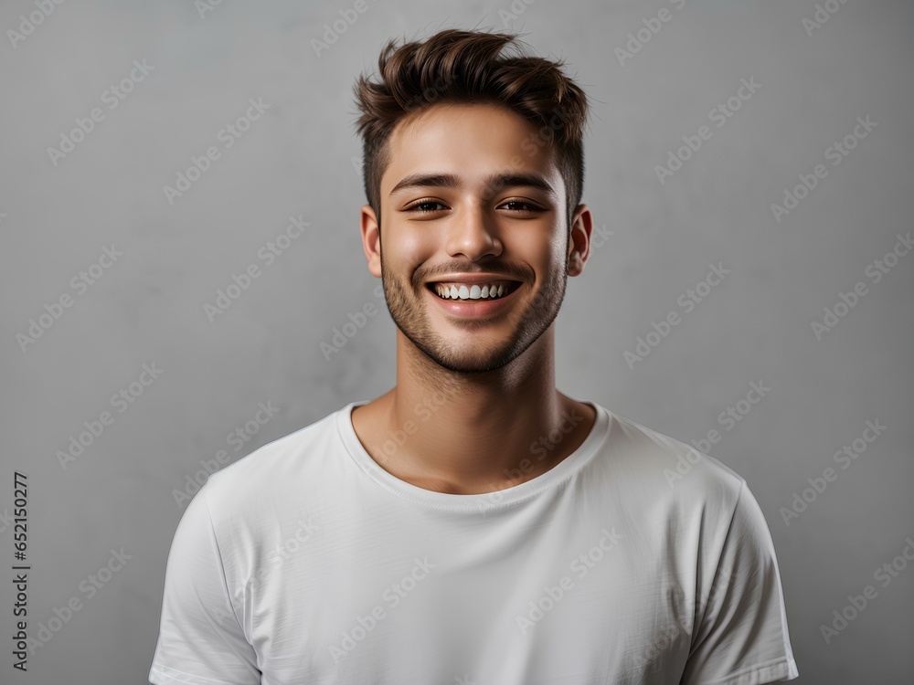 Obraz premium portrait of a man wear white t shirt mockup in studio
