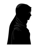 Muslim woman in hijab Silhouette vector, Muslim woman face profile black silhouette