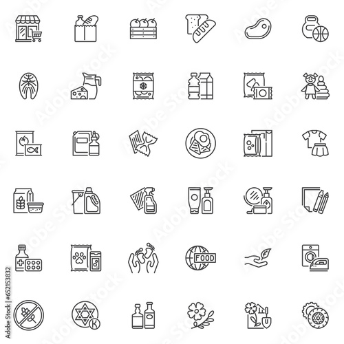 Supermarket Departments line icons set