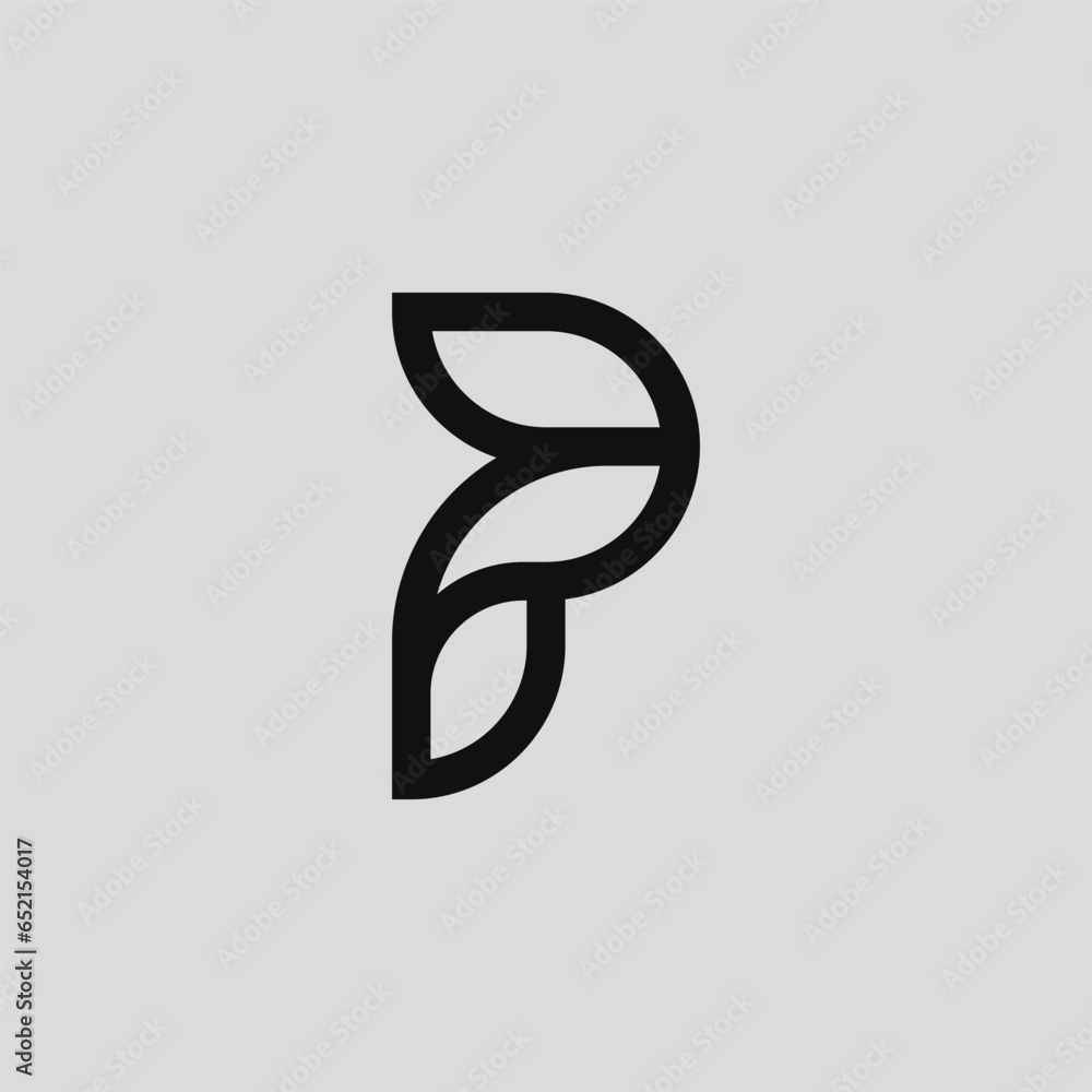 Naklejka premium Minimalist letter P logo