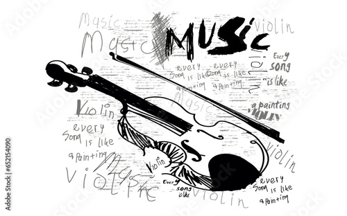  image of a violin of graffiti, painted with brush strokes violin, image of a music in the style graffiti,  street art graffiti vector for graphic t shirt