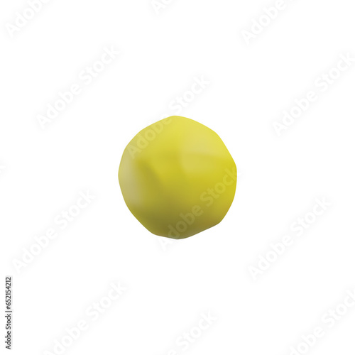 Realistic plasticine yellow ball, 3D clay or dough texture circle, vector render design element handmade craft sculpting