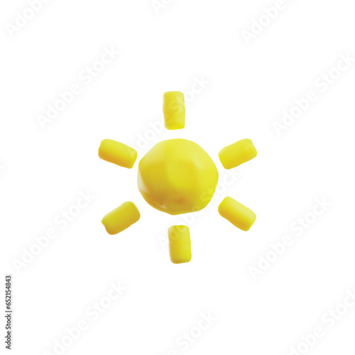 Simple plasticine sun with rays 3D style, vector illustration