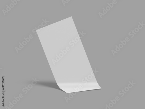 White Blank DL Flyer Brochure 3D Render Mockup
