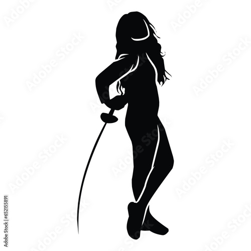 silhouette of the movement of a fencing player