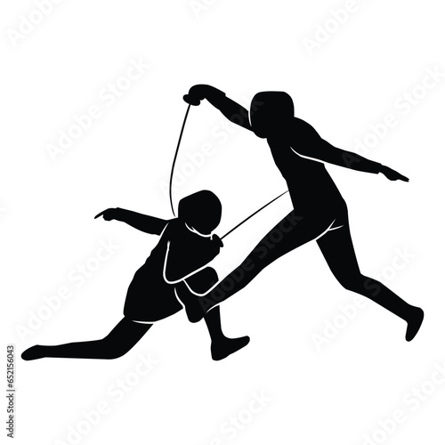 silhouette of the movement of a fencing player