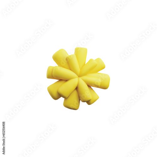 Simple plasticine yellow flower 3D style, vector illustration