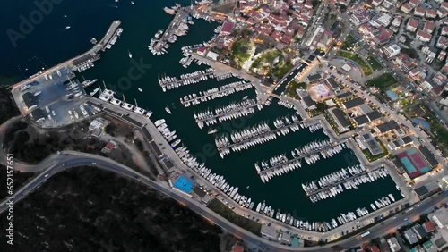 Drone view of boats in Seferihisar Teos Marina photo