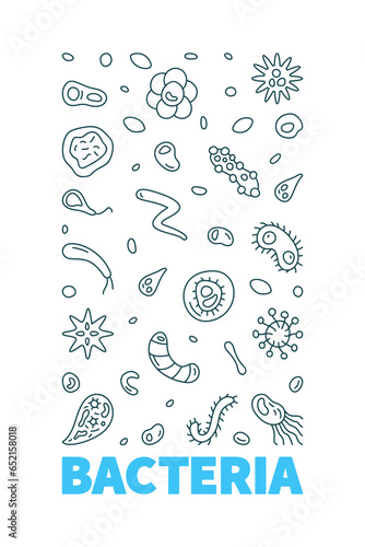 Bacteria concept Science outline vertical banner - vector illustration