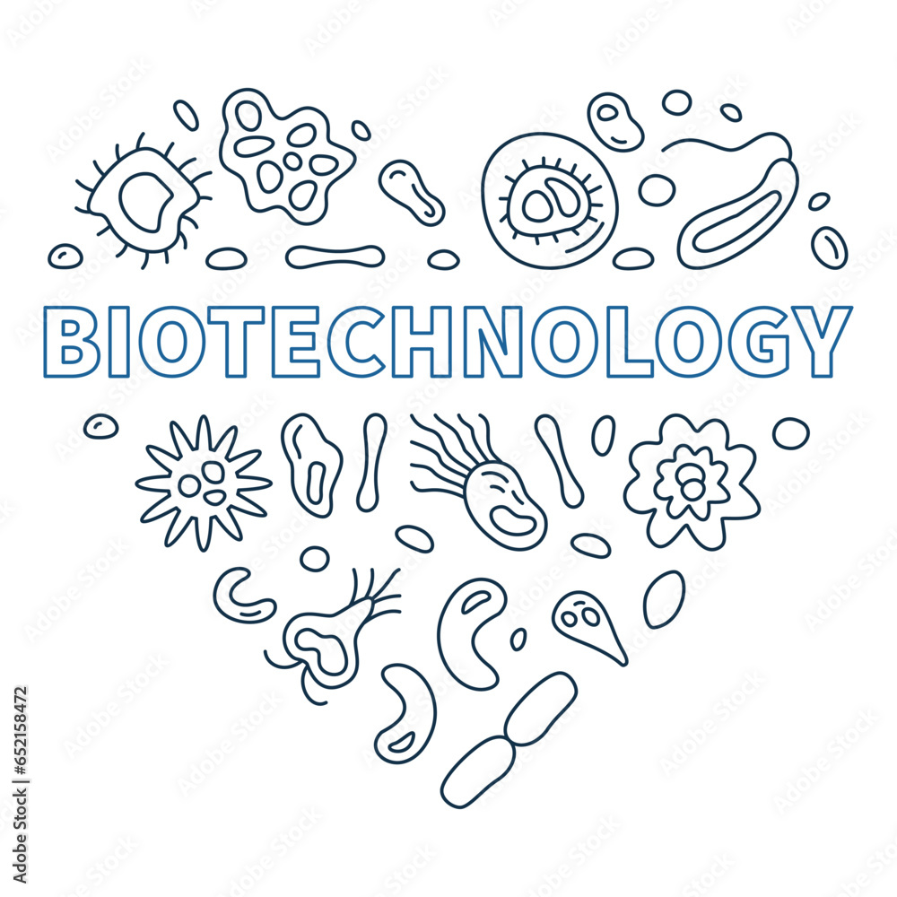Biotechnology Heart concept outline vector banner
