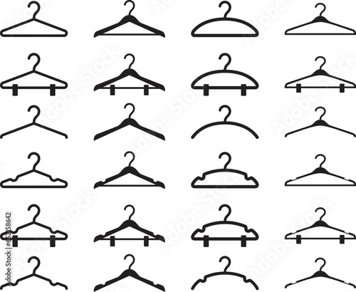 モノクロのハンガーのベクターイラストセット