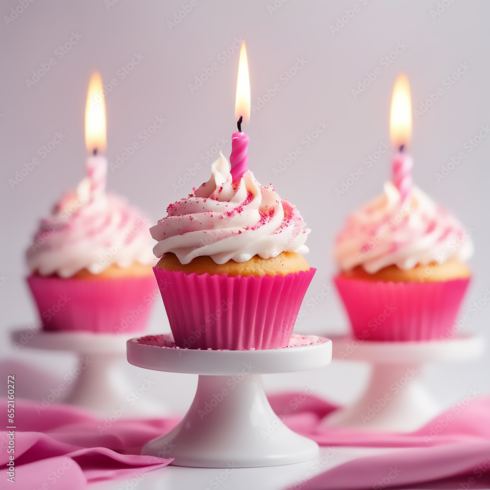 birthday cupcake with candle 