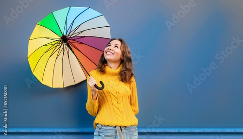 African Americans woman with colorful umbrella