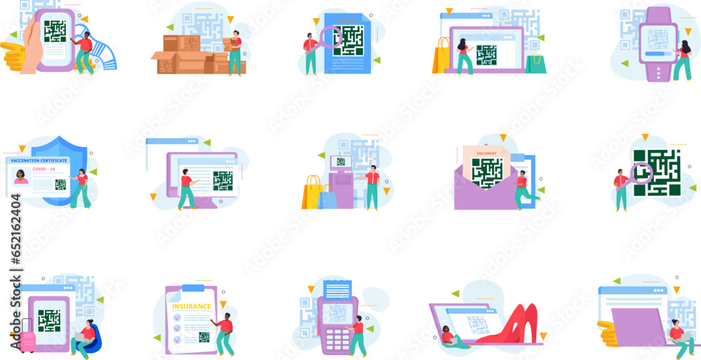 QR Code Flat Color Set QR Code Flat Color Set