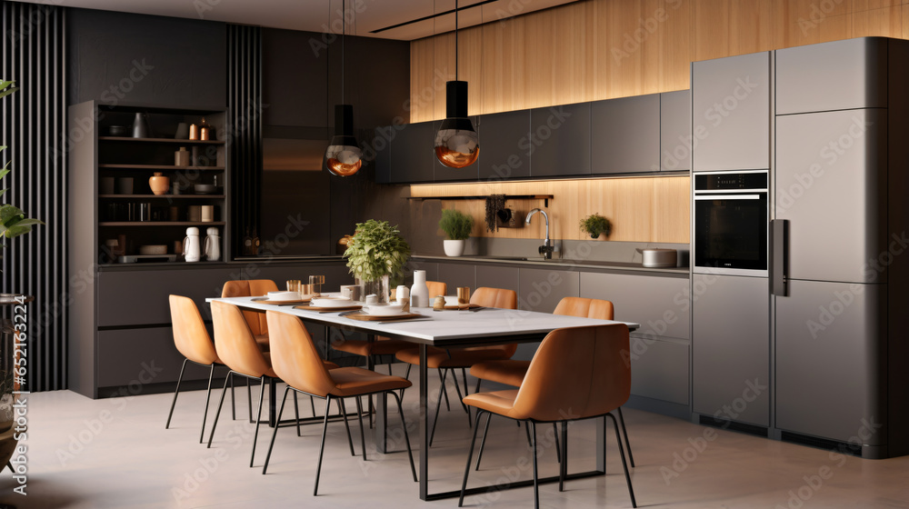 Cozy well designed modern kitchen interior