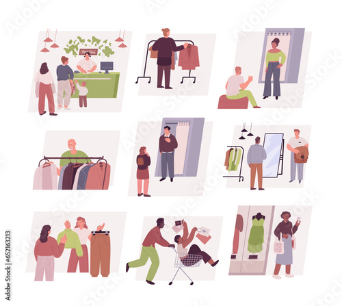People Going Shopping Set