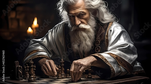 old man playing chess