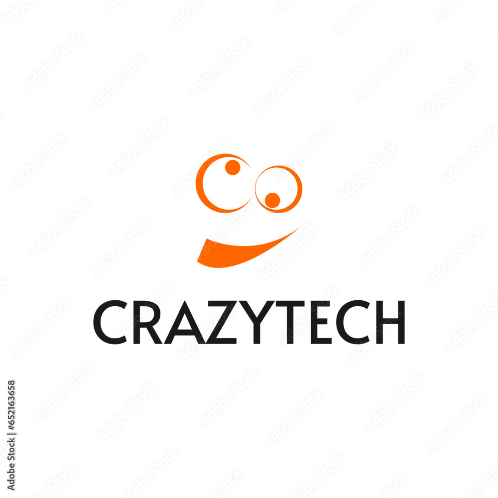a face gone crazy due to insane and mind blowing technology , a happy face that is gone surprised by the latest technology , a logo for latest technology company , logo for IT
 YouTube channel 