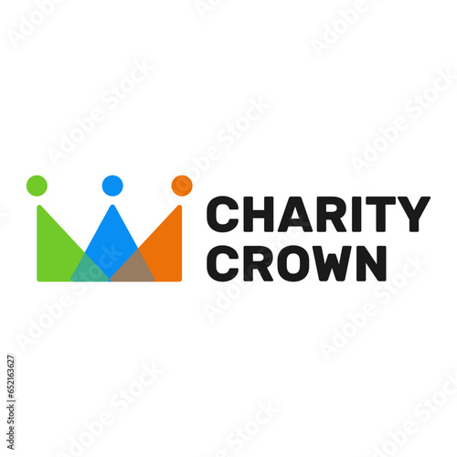 charity crown for charity logo template , crown with three colors