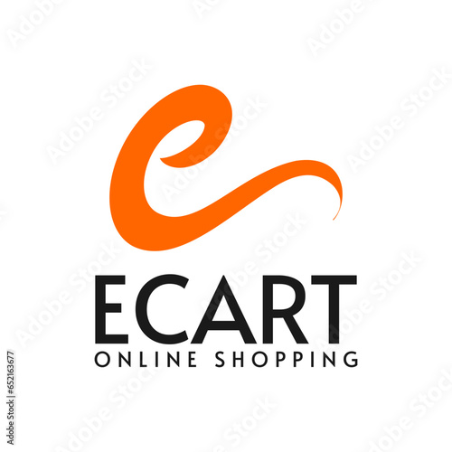 e cart logo template , letter e in the shape of cart for online shopping website and business