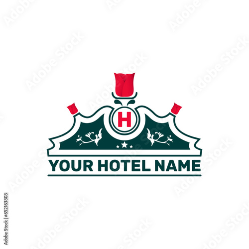 luxury hotel logo template with rose  and flower bail design