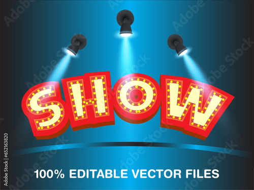 Show 3d editable text style effect with lighting effect