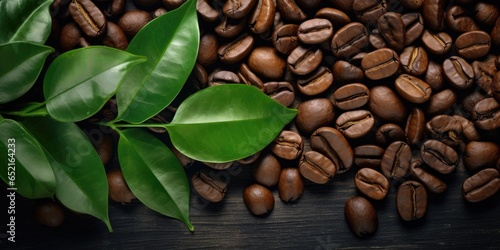 coffee beans in background, generative AI