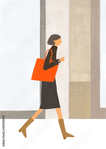 Obraz na płótnie 街を歩く女性のイラスト