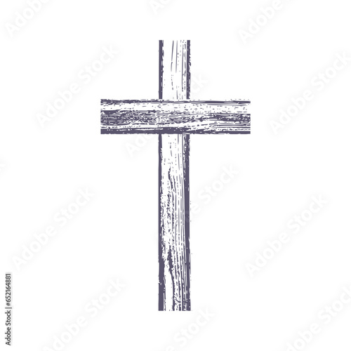 Christian cross with grunge texture. Religion concept illustration