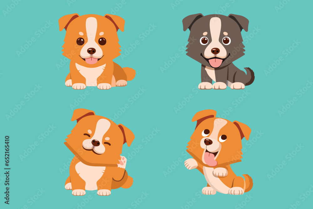 cute puppy set Collection of dogs with different emotions, funny, happy, itchy, tongue sticking out, illustration, vector cute puppy set Collection of dogs with different emotions, funny, happy, itchy, tongue sticking out, illustration, vector