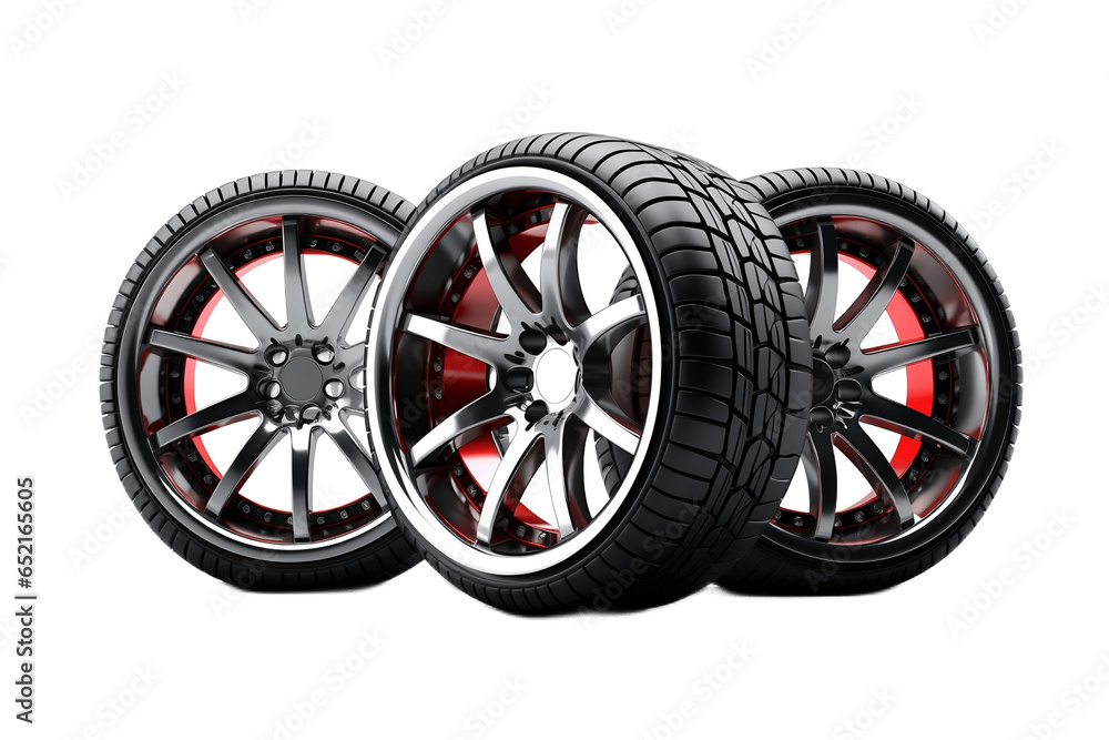 Premium Rims and Tires Isolated on Transparent Background Generative AI