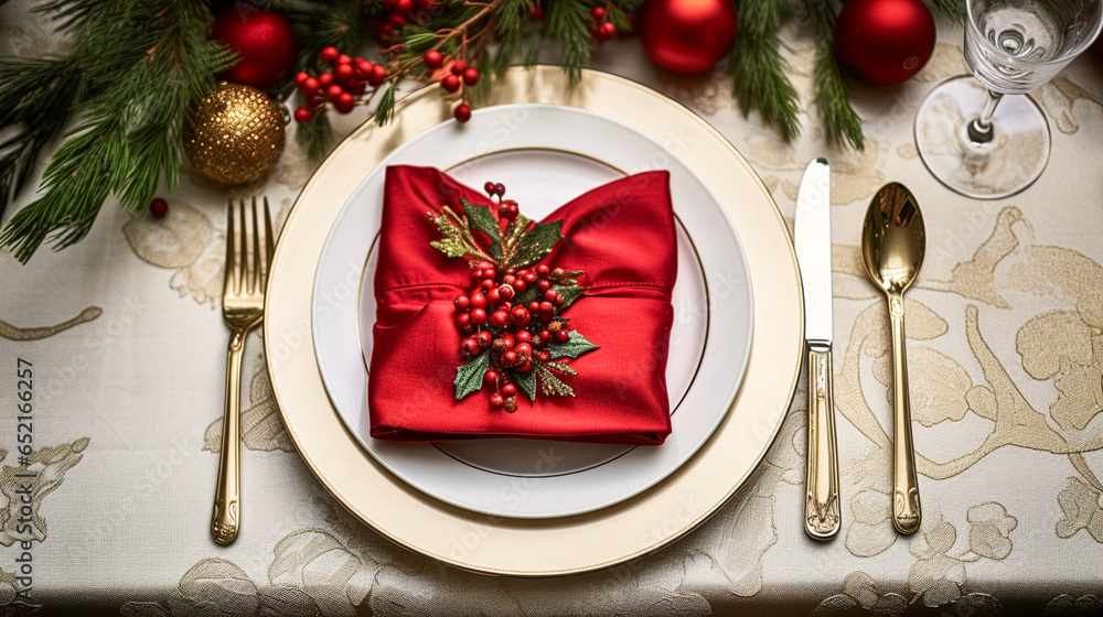 Holiday table decor, Christmas holidays celebration, tablescape and dinner table setting, English country decoration and home styling Holiday table decor, Christmas holidays celebration, tablescape and dinner table setting, English country decoration and home styling