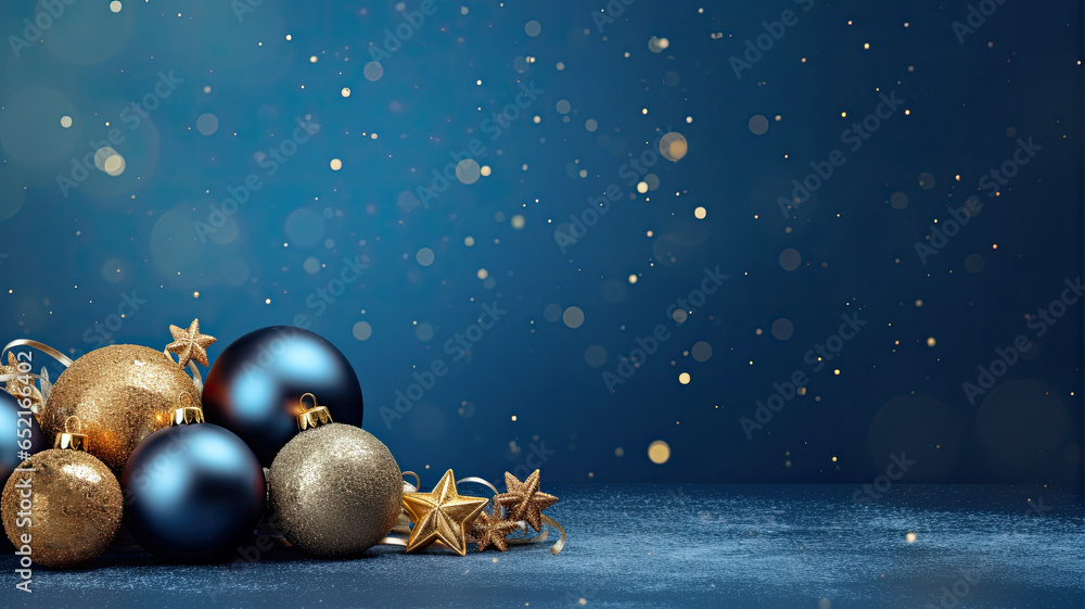 Christmas background with christmas baubles, gifts decoration - Xmas theme