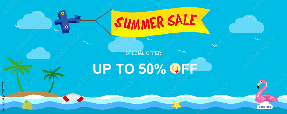 Summer Sale design for banner or poster. Sale and discounts