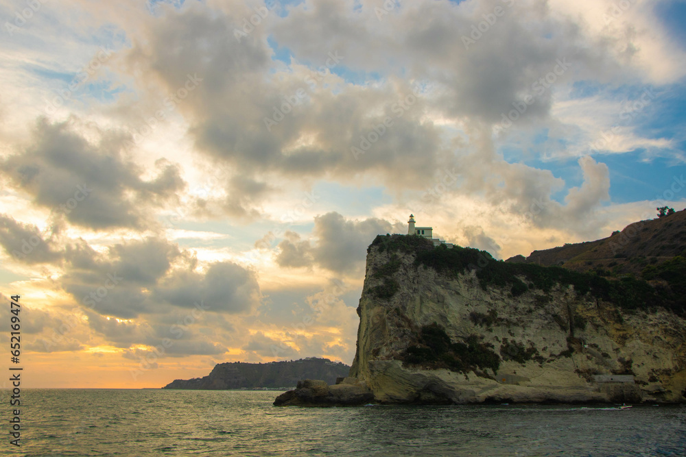 Cape Miseno and its lighthouse in Pozzuoli gulf