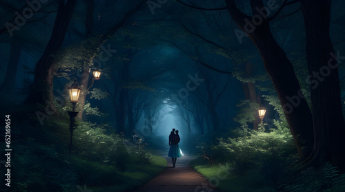 Enchanted Midnight Stroll: Wandering Through the Mystical Night Forest, Where Every Step Unfolds a Tale of Magic and Wonder